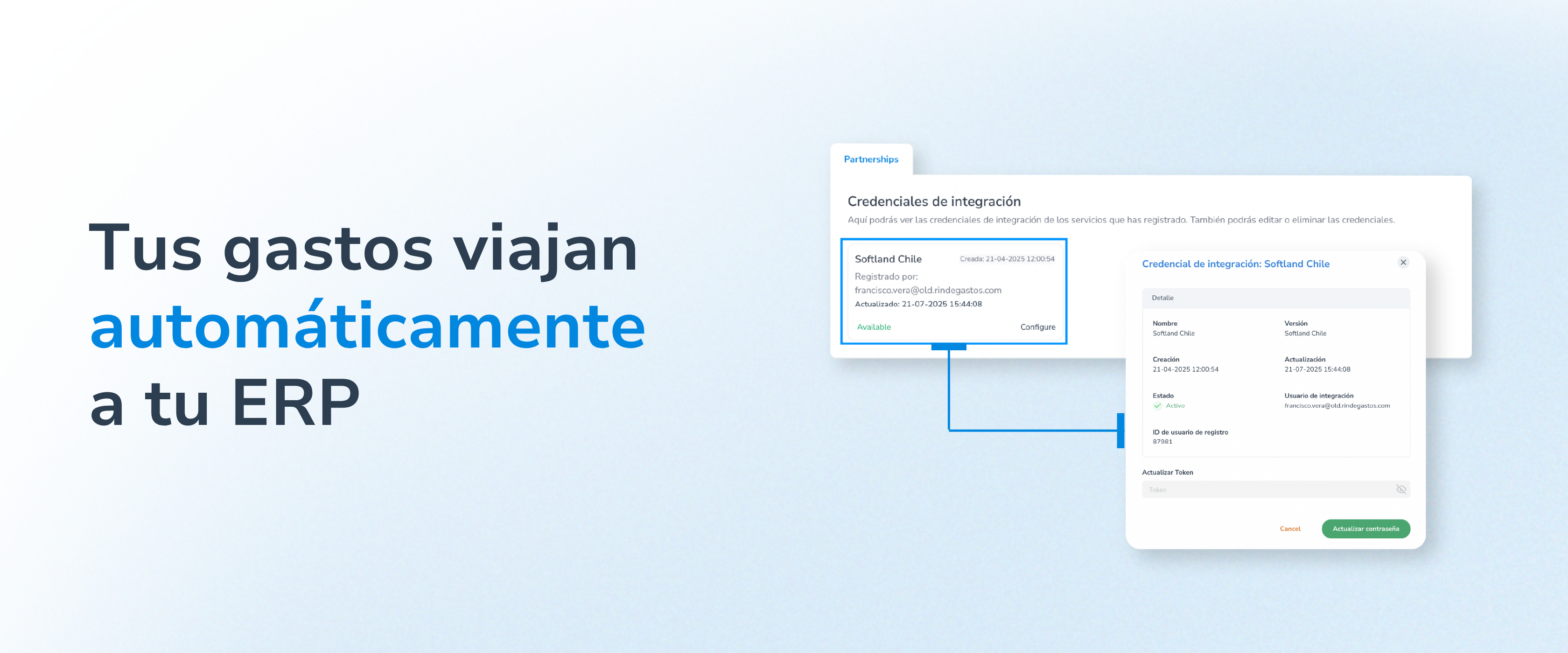Los gastos viajan automáticamente desde Rindegastos a Softland