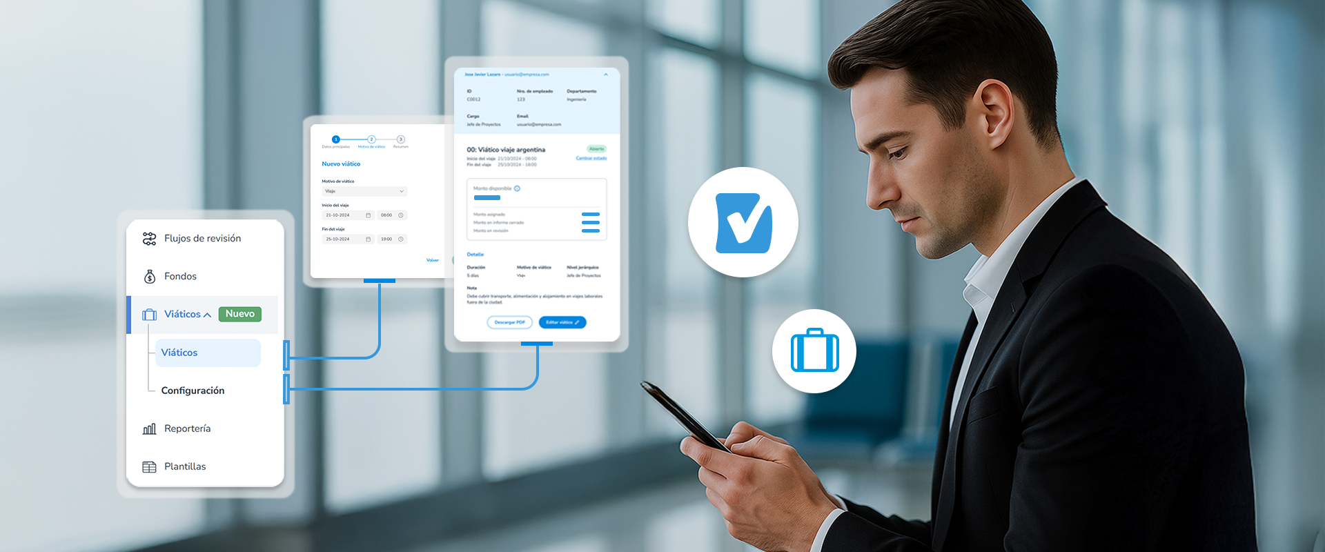 Usuario utilizando Viáticos