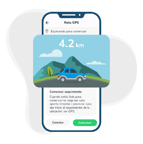 Imagen de un telefono que muestra varios lugares con distintos kilometros