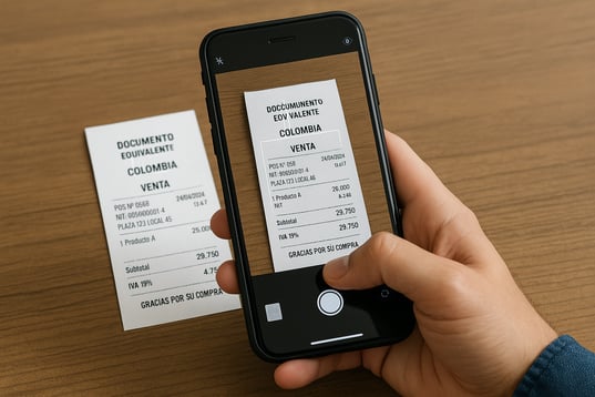 Ticket siendo digitalizado con smartphone