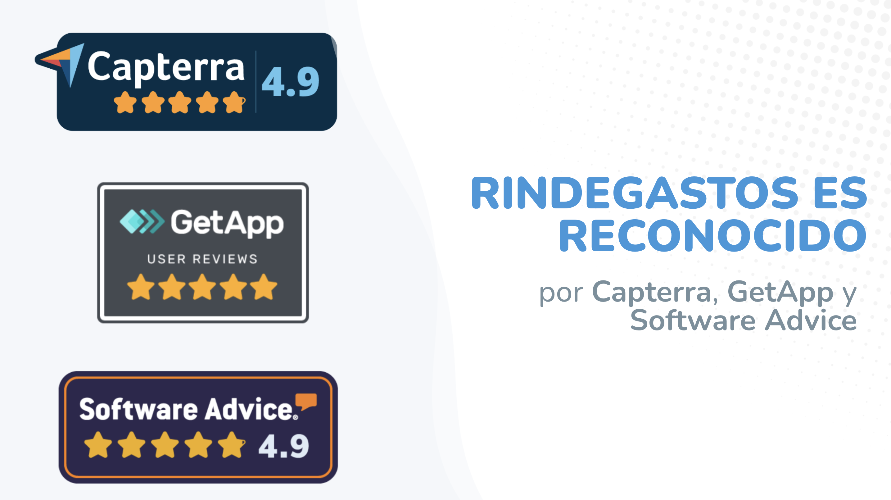 Rindegastos es reconocido por Capterra, GetApp y Software Advice