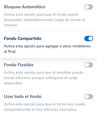 Control options container